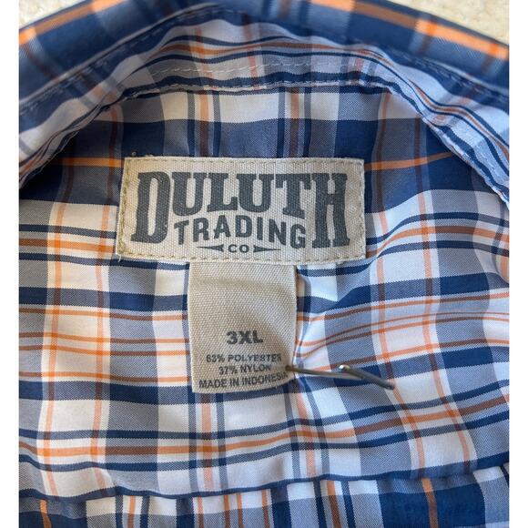 Duluth Trading Co Plaid Shirt Men 3XL Blue Long Sleeve Lightweight - Picture 6 of 9
